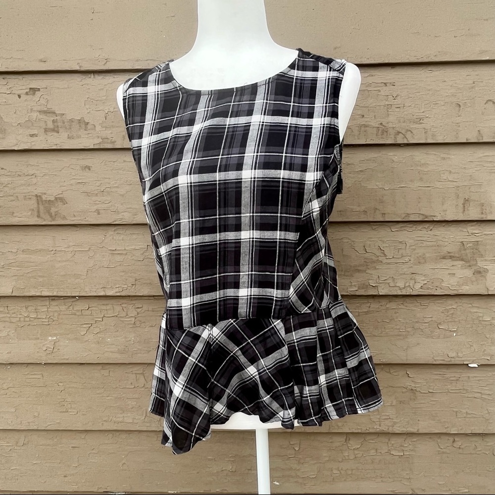 NWT! J Cooper plaid peplum top!